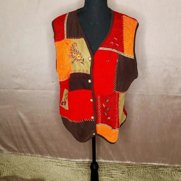NAPA VALLEY‎ Embroidered Patchwork Vest - Picture 1 of 6